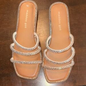 Madden Girl Tan Sandals with Glittering Straps